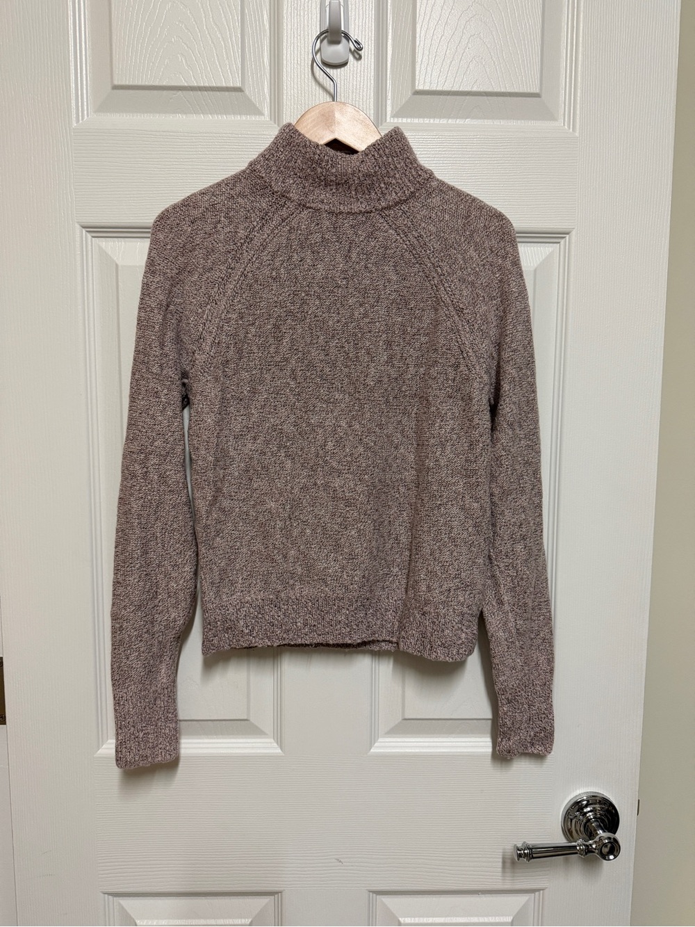 Abercrombie & Fitch Women's Mock Neck cotton blend Sweater in Taupe Heather